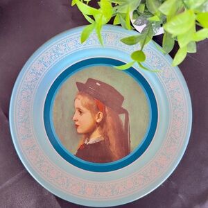 Vintage Alsatian Girl Tin Collector Plate COLLECTOR PLATE